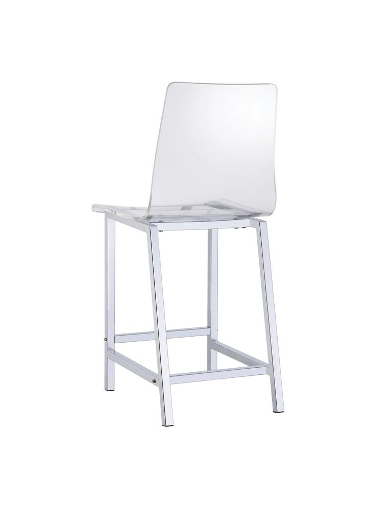 Juelia Chrome/Clear Acrylic Counter Height Stools, Set of 2 - 100265 - Luna Furniture - Dallas Store