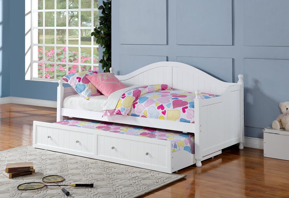 Julie Ann White Twin Daybed with Trundle - 300053 - Luna Furniture - Dallas Store