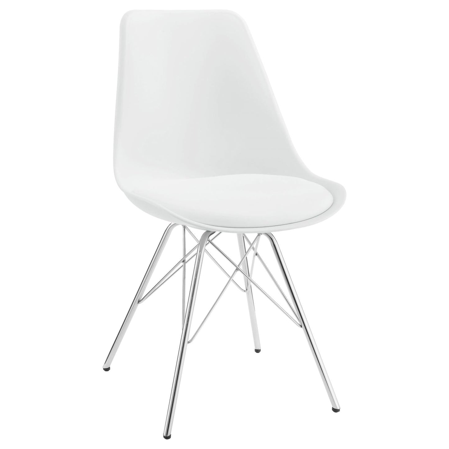 Juniper White/Chrome Armless Dining Chairs, Set of 2 - 102792 - Luna Furniture - Dallas Store
