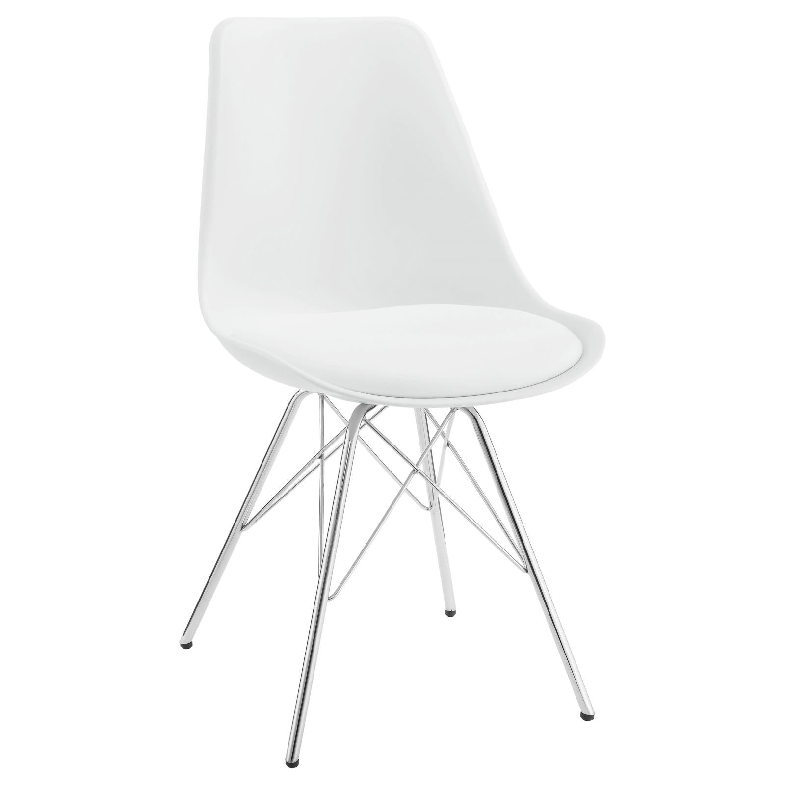 Juniper White/Chrome Armless Dining Chairs, Set of 2 - 102792 - Luna Furniture - Dallas Store
