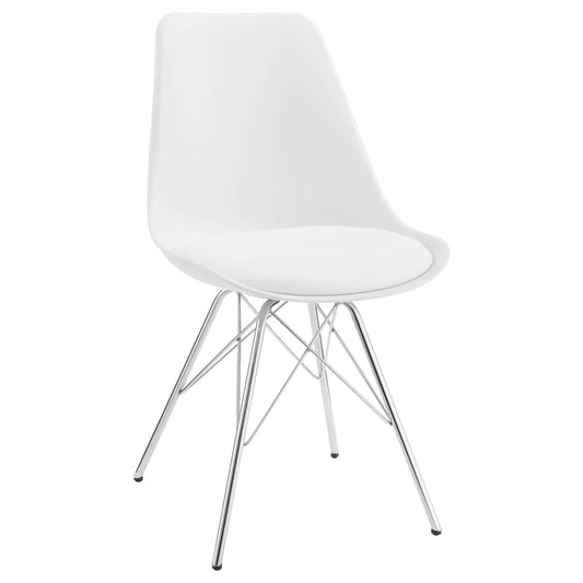 Juniper White/Chrome Armless Dining Chairs, Set of 2 - 102792 - Luna Furniture - Dallas Store