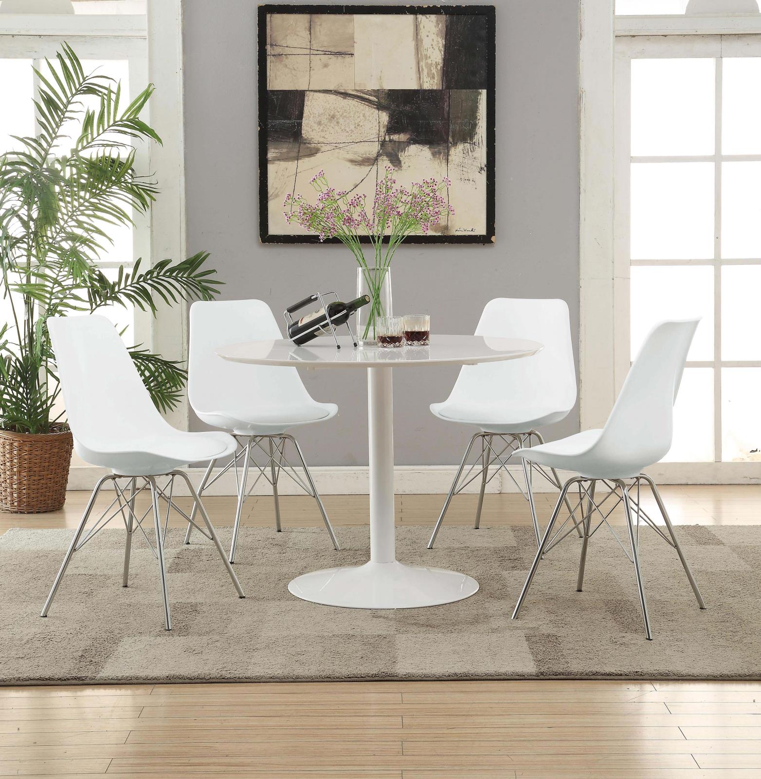 Juniper White/Chrome Armless Dining Chairs, Set of 2 - 102792 - Luna Furniture - Dallas Store