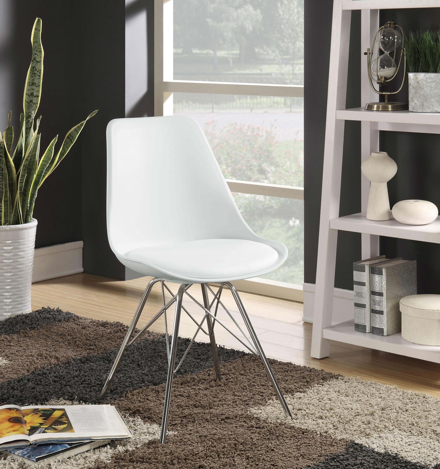 Juniper White/Chrome Armless Dining Chairs, Set of 2 - 102792 - Luna Furniture - Dallas Store