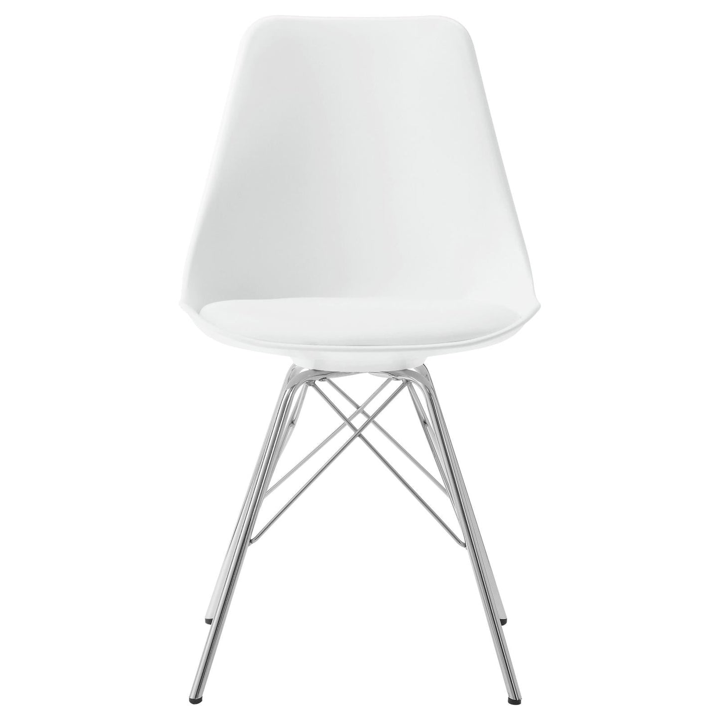 Juniper White/Chrome Armless Dining Chairs, Set of 2 - 102792 - Luna Furniture - Dallas Store