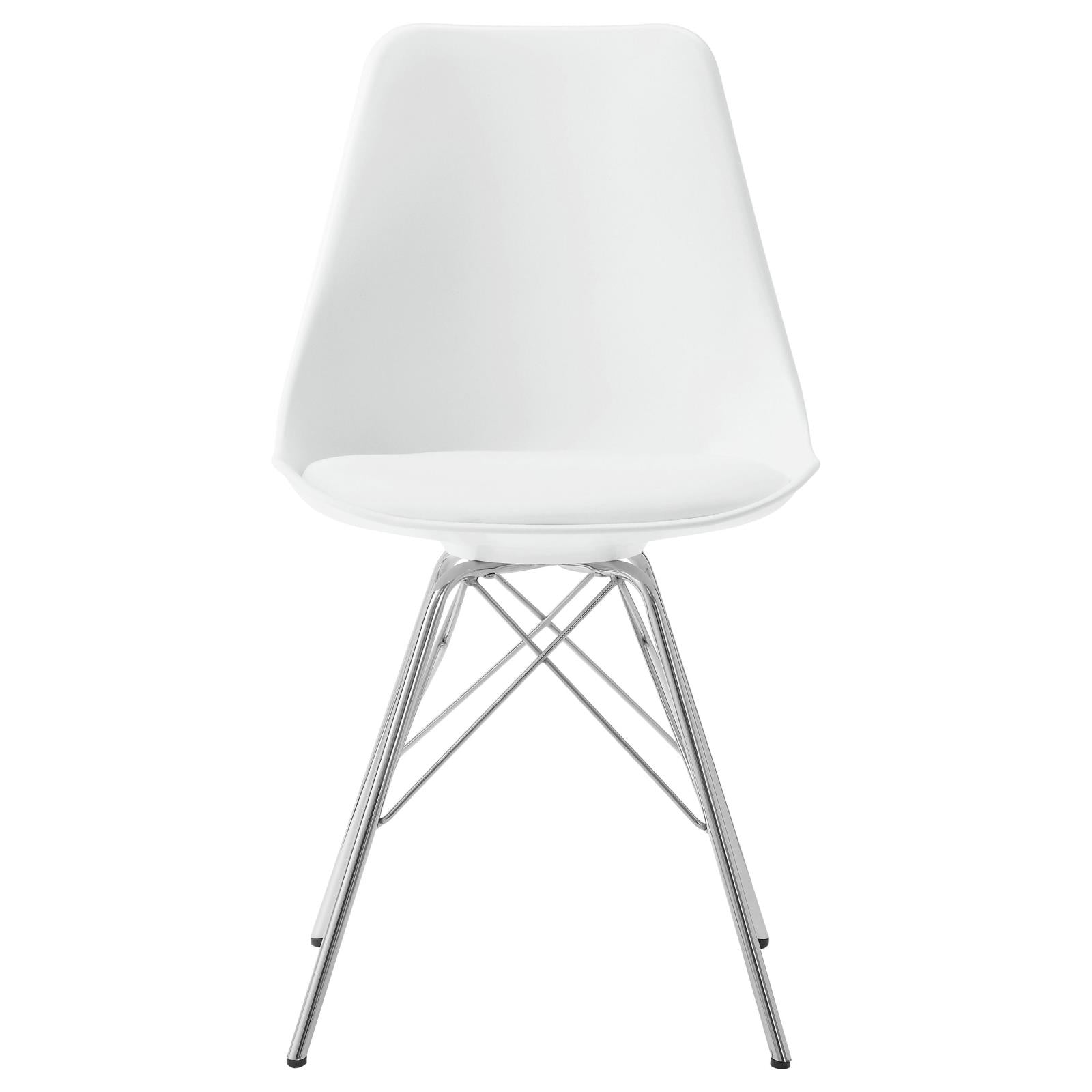 Juniper White/Chrome Armless Dining Chairs, Set of 2 - 102792 - Luna Furniture - Dallas Store