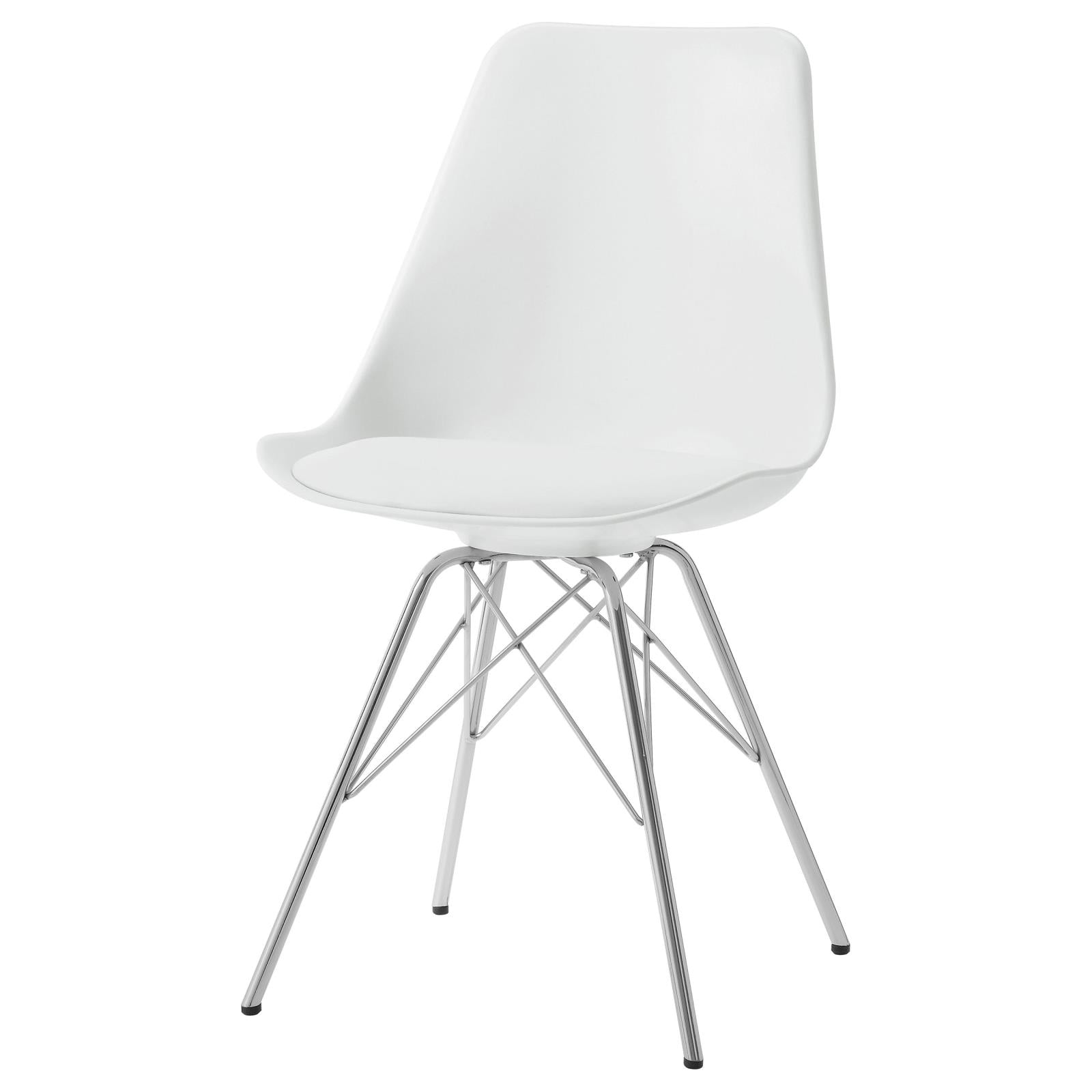 Juniper White/Chrome Armless Dining Chairs, Set of 2 - 102792 - Luna Furniture - Dallas Store