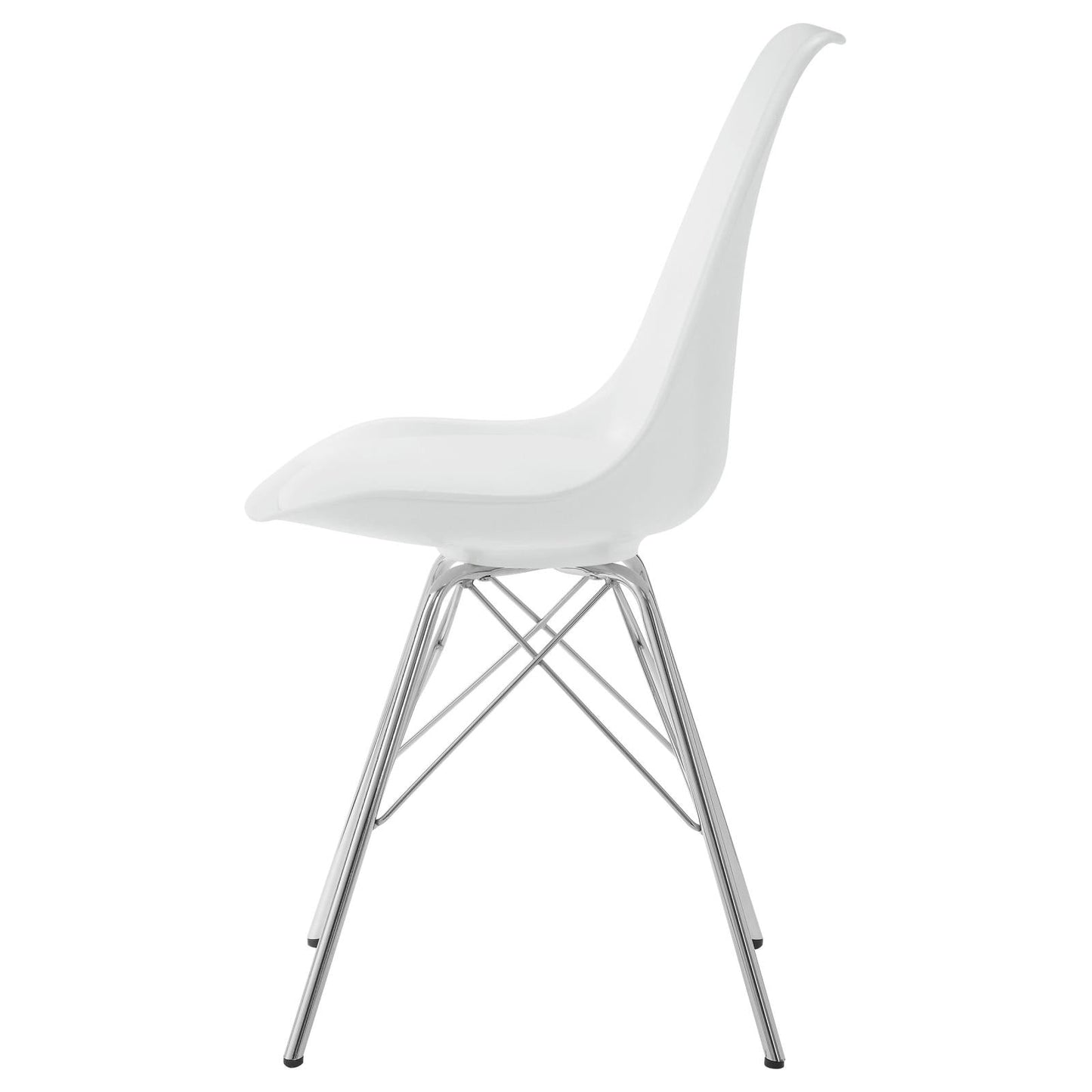 Juniper White/Chrome Armless Dining Chairs, Set of 2 - 102792 - Luna Furniture - Dallas Store