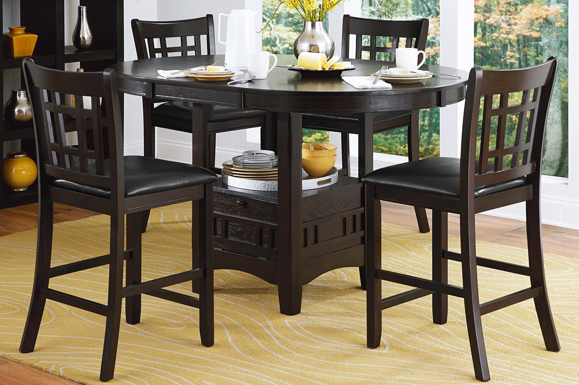 Junipero Espresso Extendable Counter Height Set - SET | 2423-36 | 2423-24(2) - Luna Furniture - Dallas Store