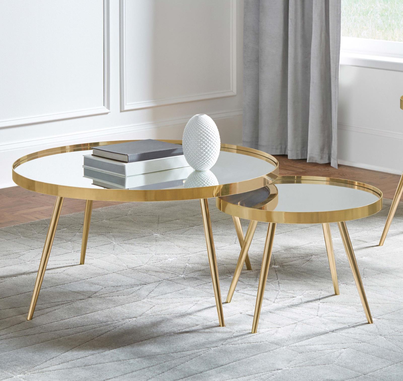 Kaelyn Mirror/Gold 2-Piece Mirror Top Nesting Coffee Table - 723918 - Luna Furniture - Dallas Store