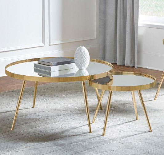 Kaelyn Mirror/Gold 2-Piece Mirror Top Nesting Coffee Table - 723918 - Luna Furniture - Dallas Store