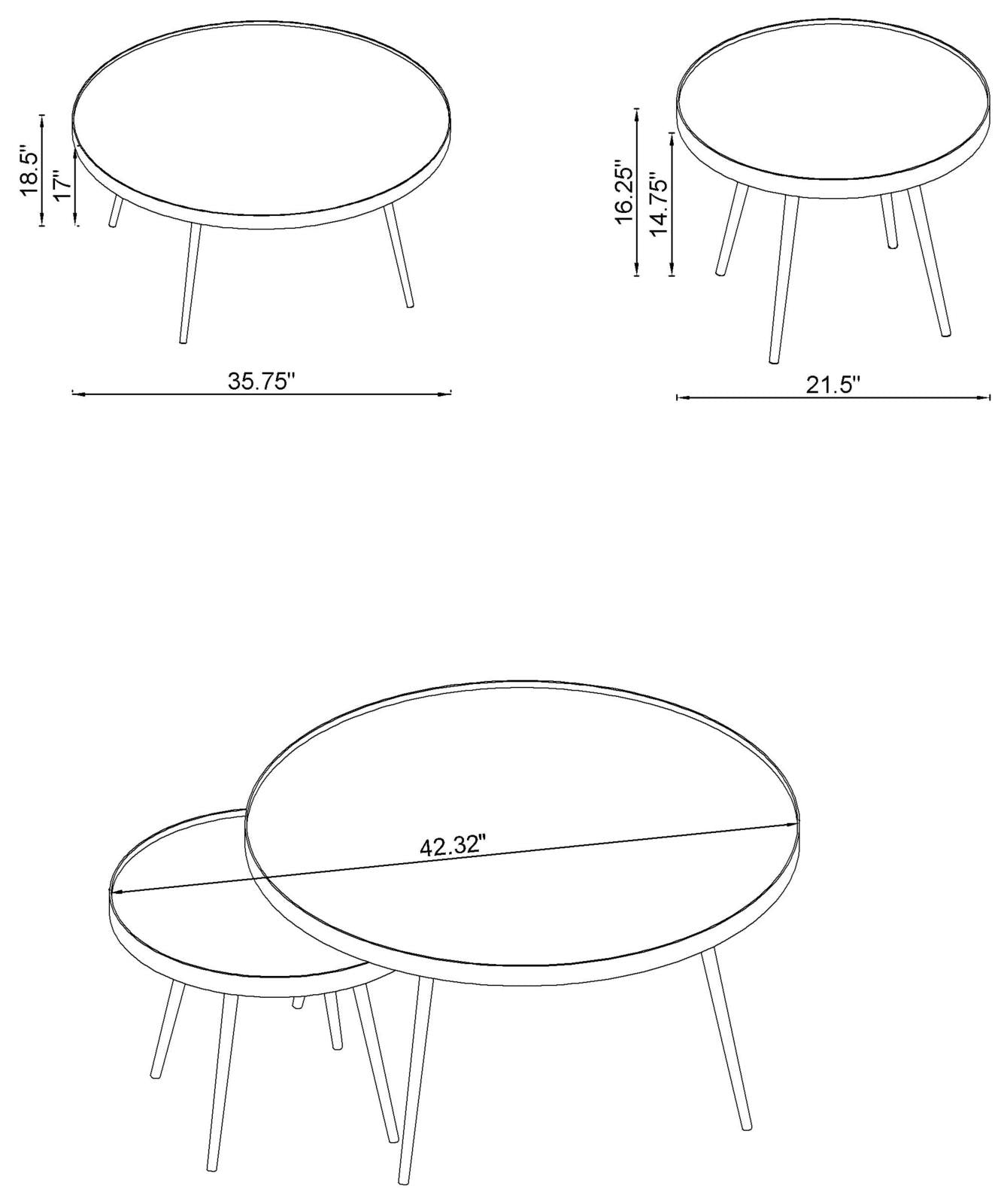 Kaelyn Mirror/Gold 2-Piece Mirror Top Nesting Coffee Table - 723918 - Luna Furniture - Dallas Store