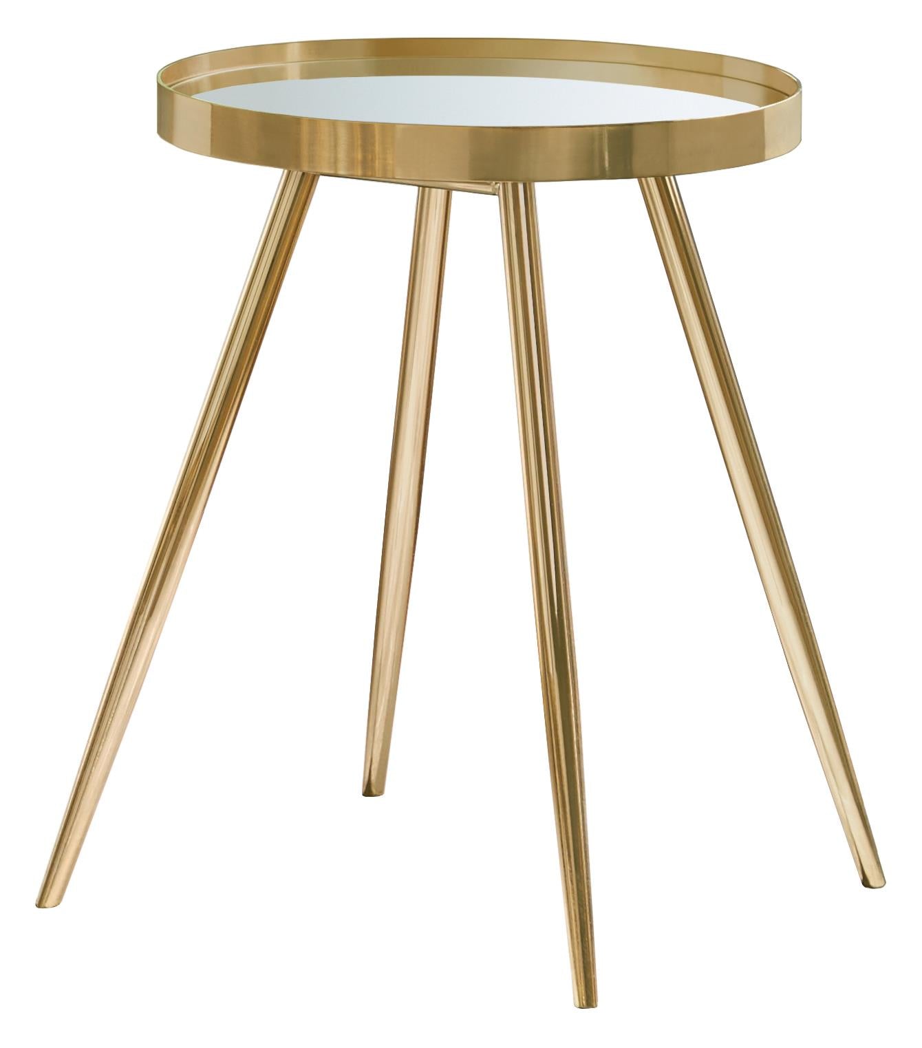 Kaelyn Round Mirror Top End Table Gold - 723917 - Luna Furniture - Dallas Store