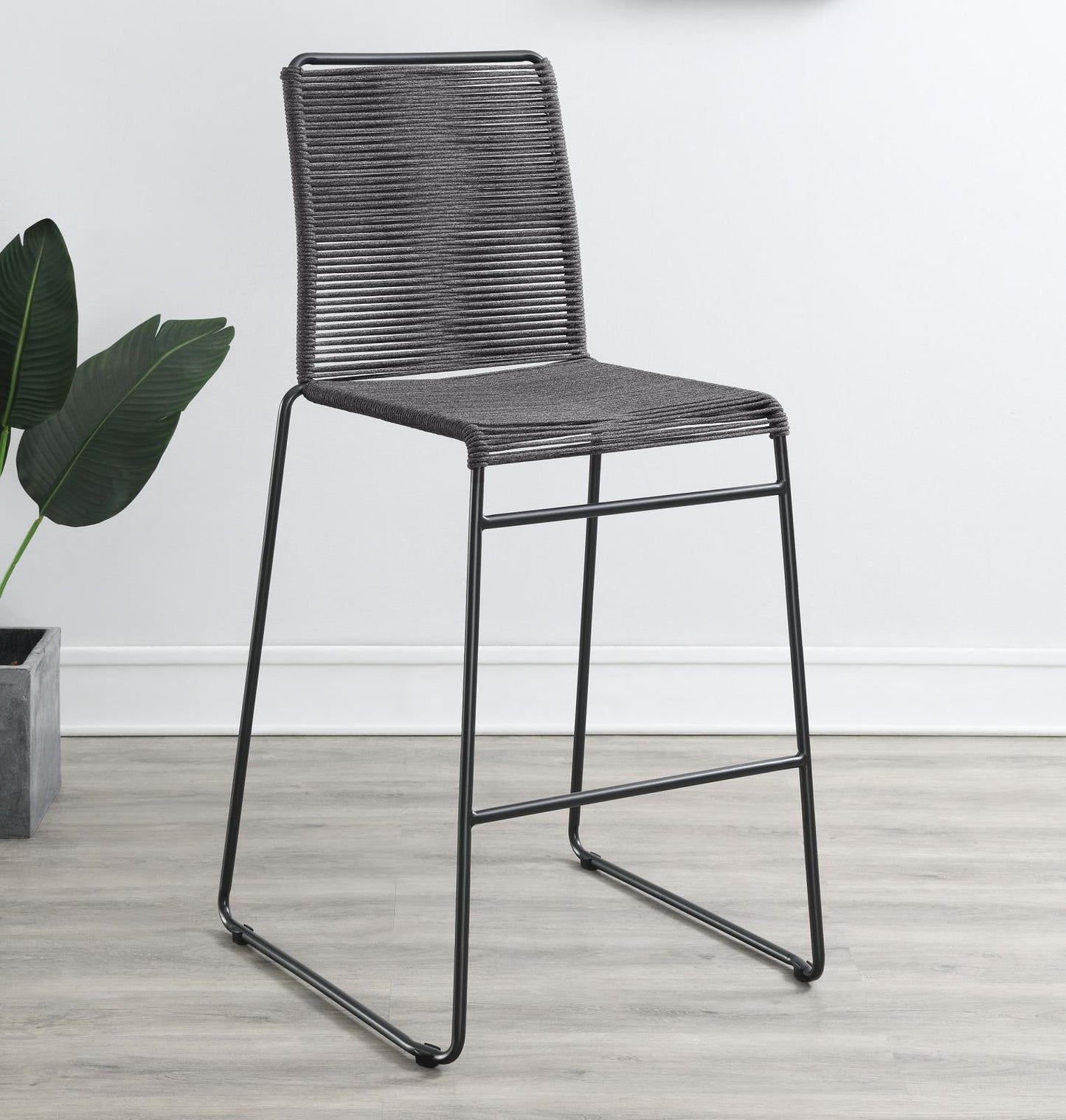 Kai Charcoal/Gunmetal Upholstered Bar Stools with Footrest, Set of 2 - 192064 - Luna Furniture - Dallas Store