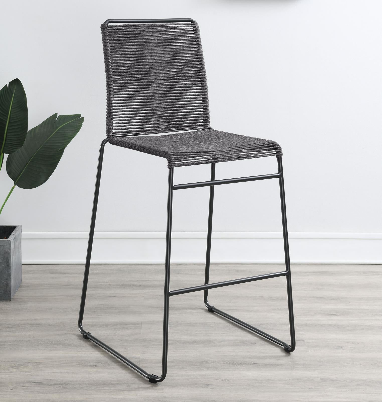Kai Charcoal/Gunmetal Upholstered Bar Stools with Footrest, Set of 2 - 192064 - Luna Furniture - Dallas Store