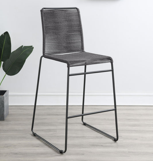 Kai Charcoal/Gunmetal Upholstered Bar Stools with Footrest, Set of 2 - 192064 - Luna Furniture - Dallas Store