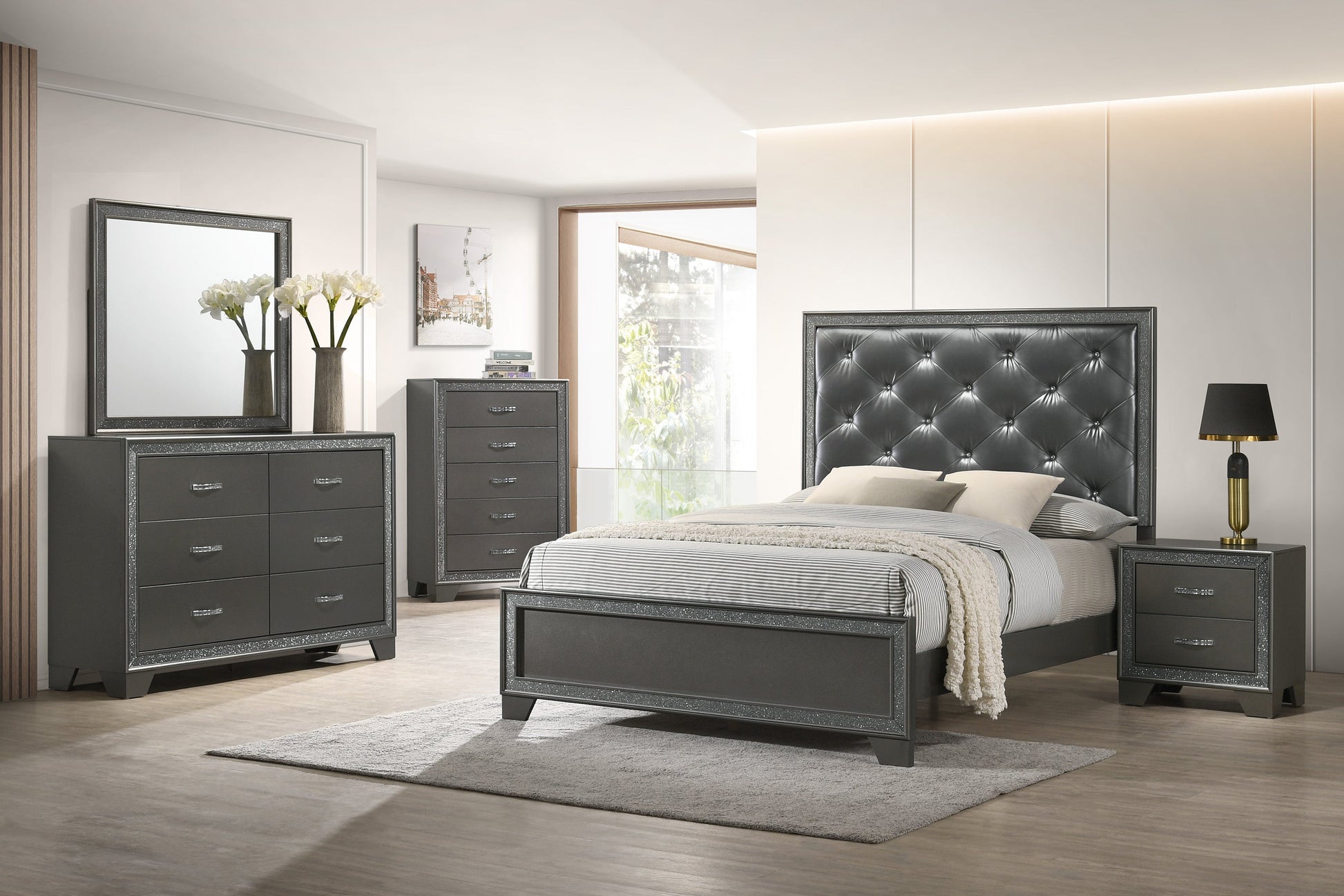 Kaia Gray Queen Panel Bed - SET | B4750-Q-HBFB | B4750-KQ-RAIL - Luna Furniture - Dallas Store
