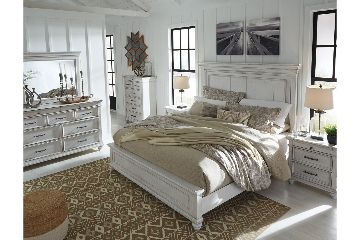 Kanwyn Whitewash King Panel Bed - SET | B777-56 | B777-58 | B777-97 - Luna Furniture - Dallas Store
