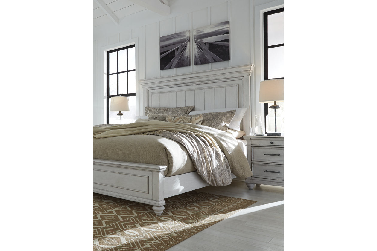 Kanwyn Whitewash King Panel Bed - SET | B777-56 | B777-58 | B777-97 - Luna Furniture - Dallas Store