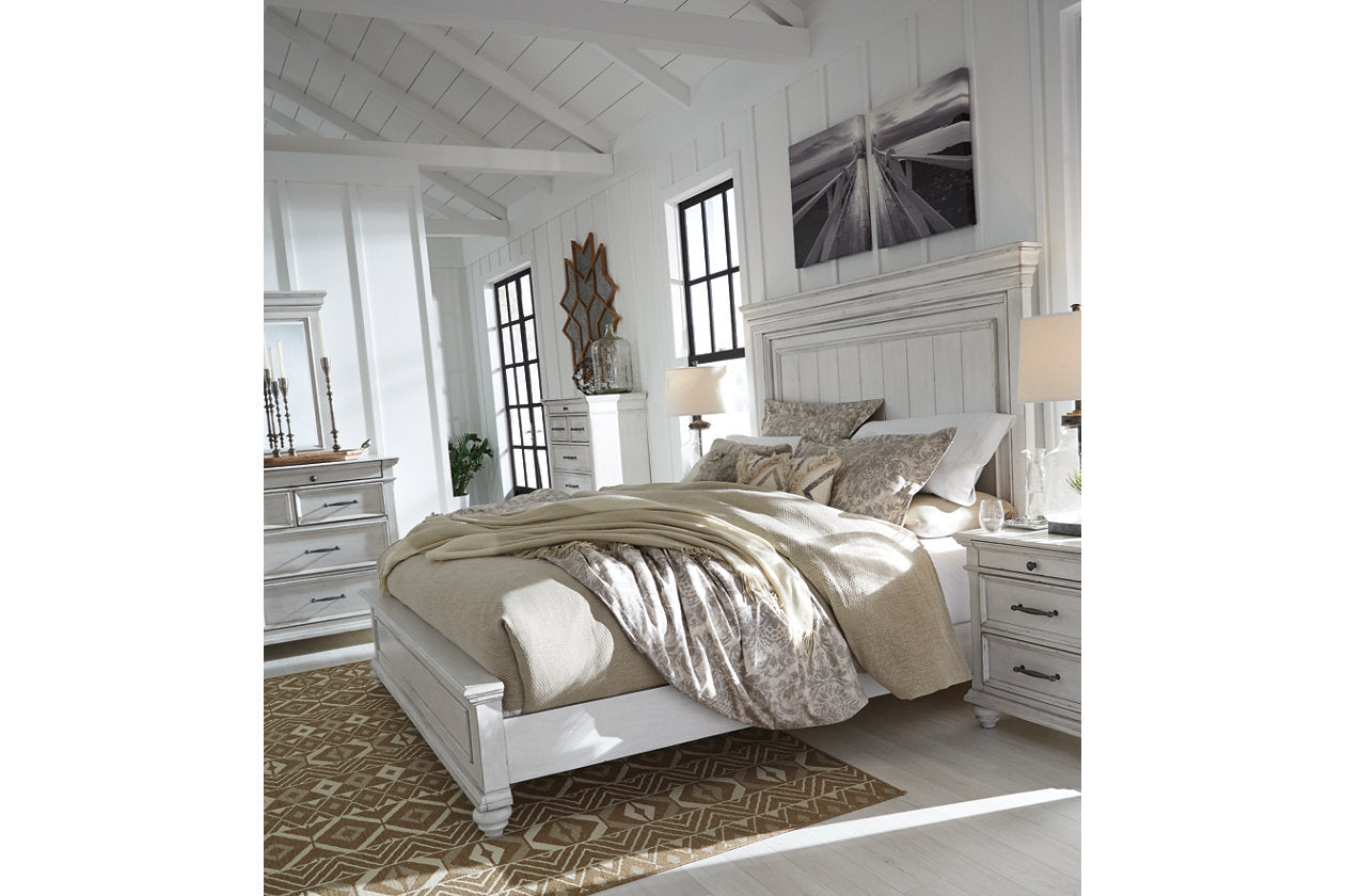 Kanwyn Whitewash King Panel Bed - SET | B777-56 | B777-58 | B777-97 - Luna Furniture - Dallas Store