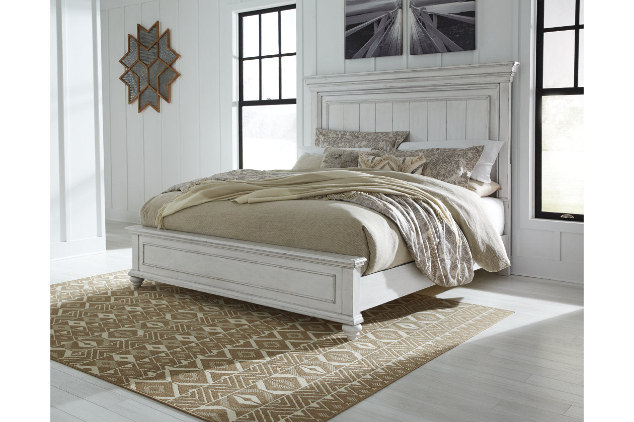 Kanwyn Whitewash King Panel Bed - SET | B777-56 | B777-58 | B777-97 - Luna Furniture - Dallas Store