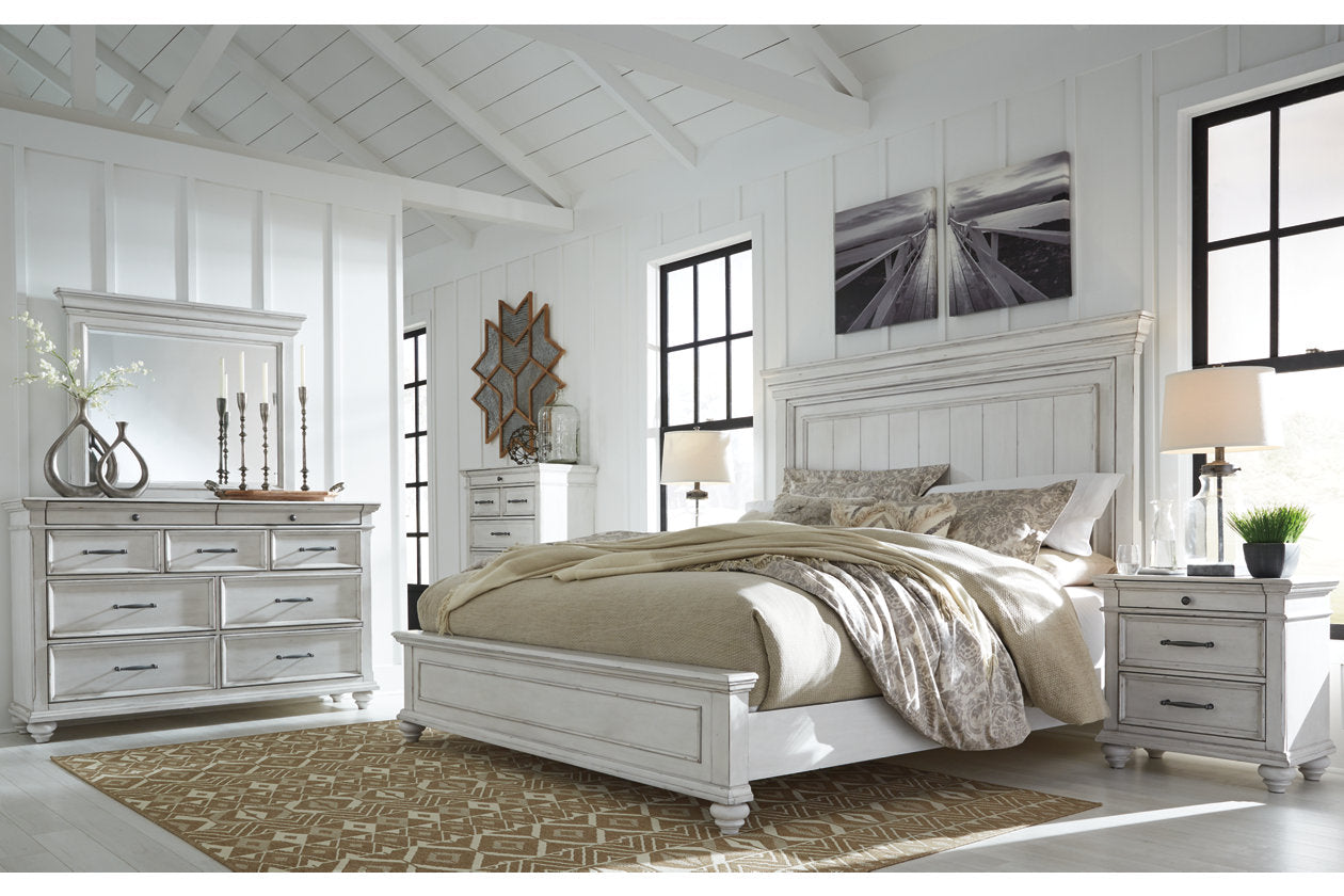 Kanwyn Whitewash King Panel Bed - SET | B777-56 | B777-58 | B777-97 - Luna Furniture - Dallas Store