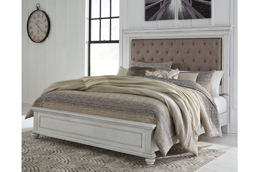 Kanwyn Whitewash King Panel Bed - SET | B777-56 | B777-97 | B777-158 - Luna Furniture - Dallas Store