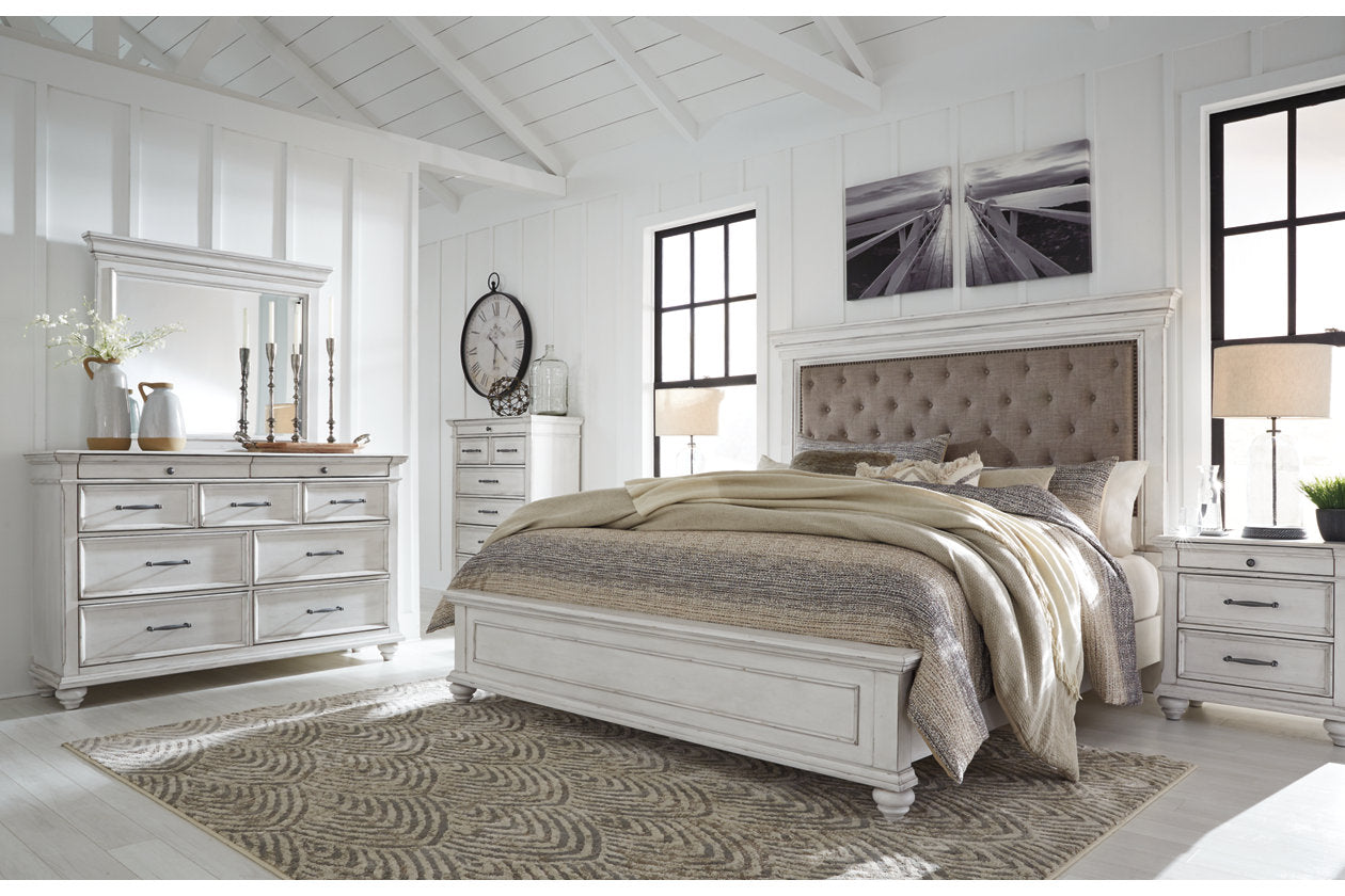 Kanwyn Whitewash King Panel Bed - SET | B777-56 | B777-97 | B777-158 - Luna Furniture - Dallas Store