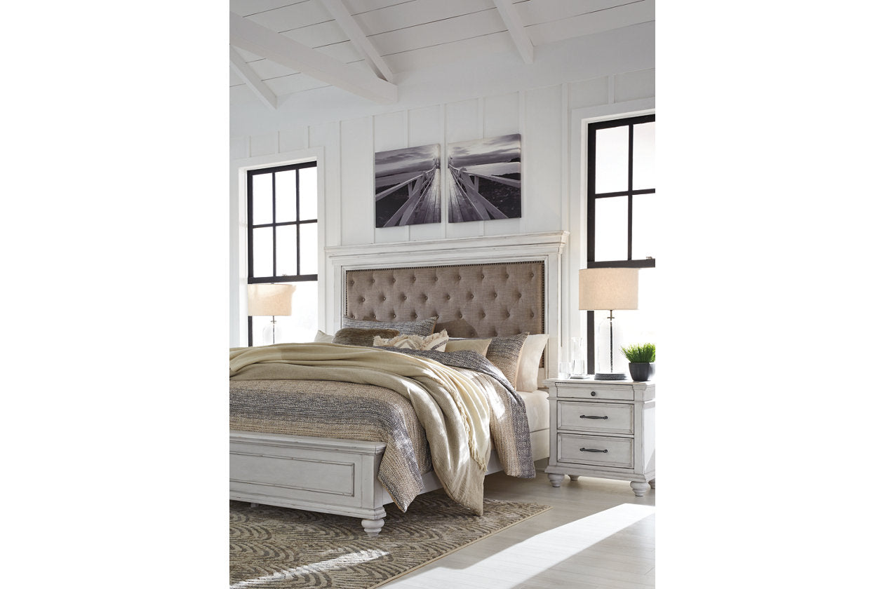 Kanwyn Whitewash King Panel Bed - SET | B777-56 | B777-97 | B777-158 - Luna Furniture - Dallas Store