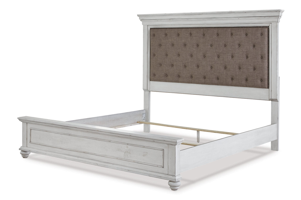 Kanwyn Whitewash King Panel Bed - SET | B777-56 | B777-97 | B777-158 - Luna Furniture - Dallas Store