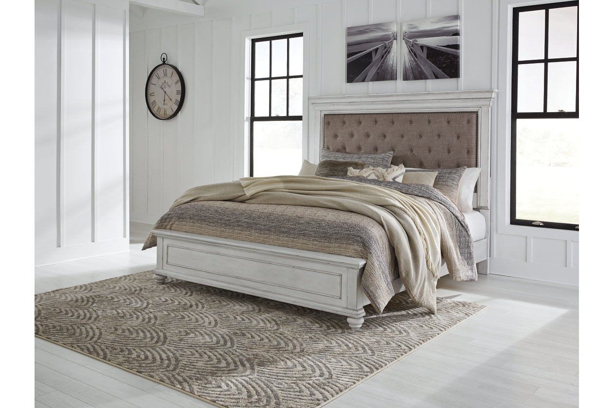 Kanwyn Whitewash King Panel Bed - SET | B777-56 | B777-97 | B777-158 - Luna Furniture - Dallas Store