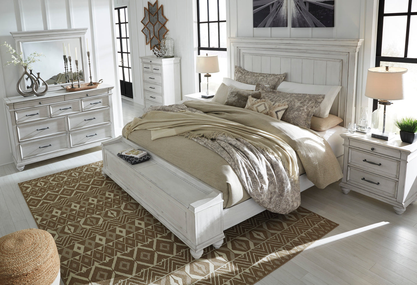 Kanwyn Whitewash Panel Storage Bedroom Set - SET | B777-56S | B777-58 | B777-97 | B777-31 | B777-36 | B777-93 | B777-46 - Luna Furniture - Dallas Store