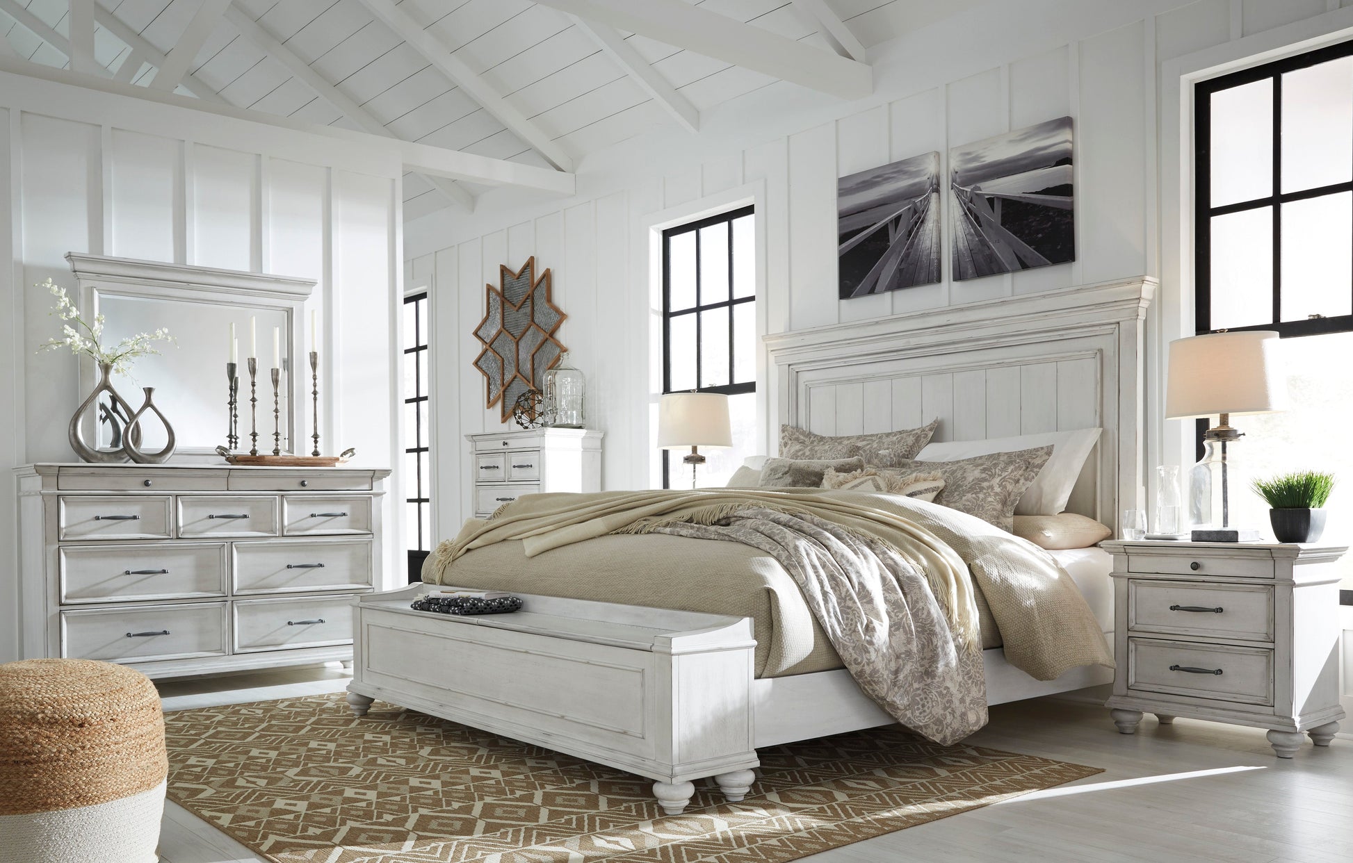 Kanwyn Whitewash Panel Storage Bedroom Set - SET | B777-56S | B777-58 | B777-97 | B777-31 | B777-36 | B777-93 | B777-46 - Luna Furniture - Dallas Store