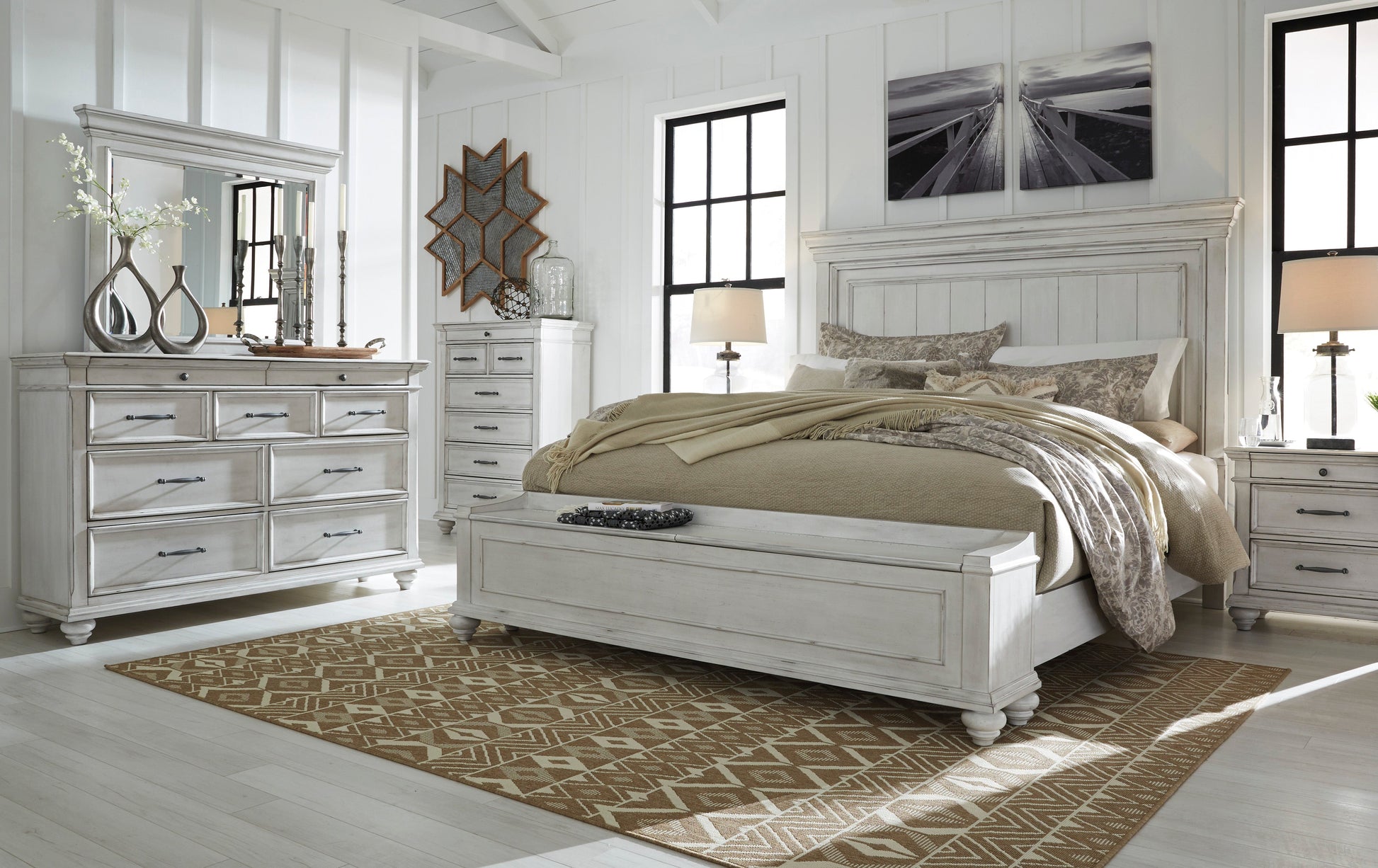 Kanwyn Whitewash Panel Storage Bedroom Set - SET | B777-56S | B777-58 | B777-97 | B777-31 | B777-36 | B777-93 | B777-46 - Luna Furniture - Dallas Store