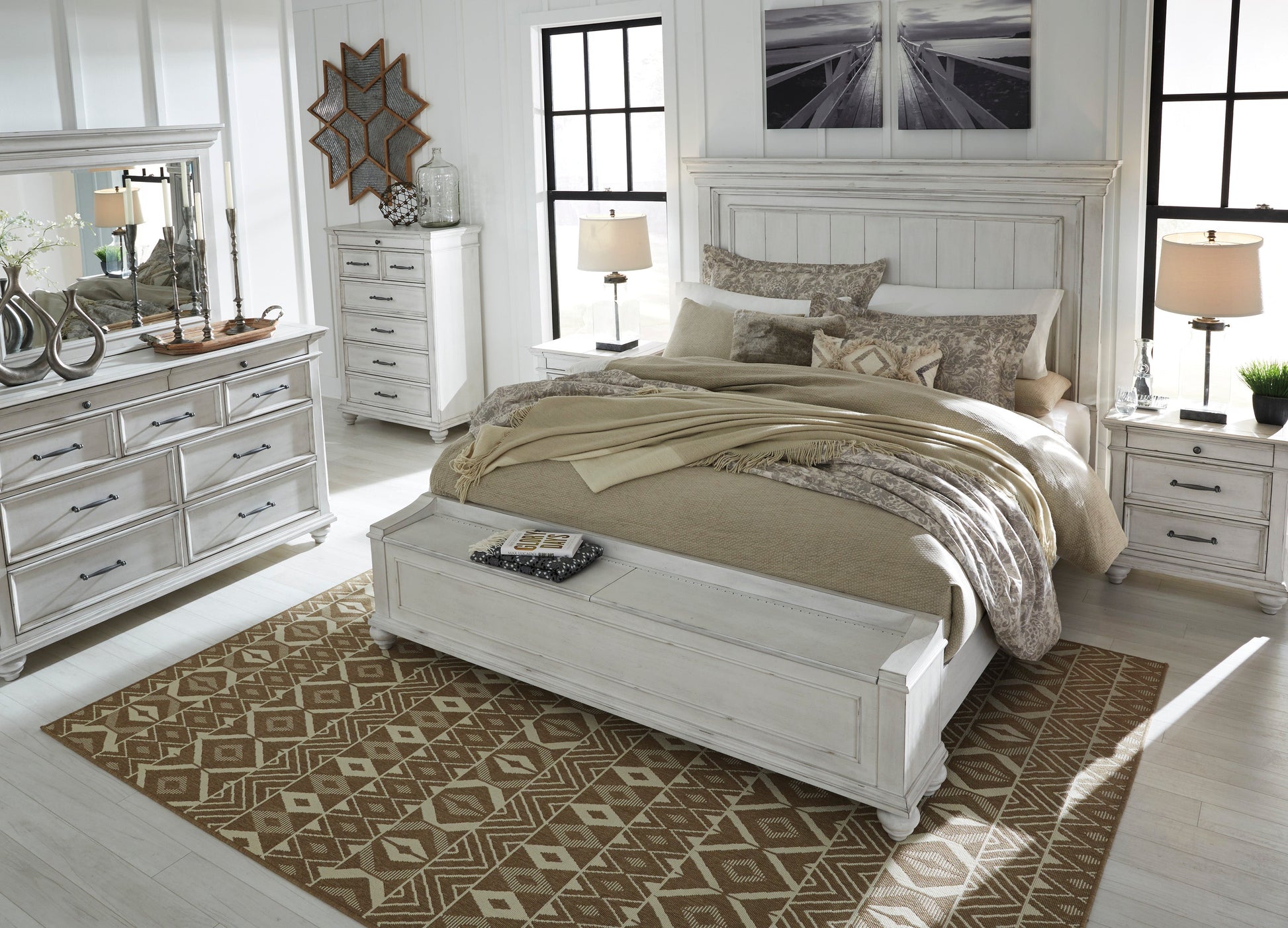 Kanwyn Whitewash Panel Storage Bedroom Set - SET | B777-56S | B777-58 | B777-97 | B777-31 | B777-36 | B777-93 | B777-46 - Luna Furniture - Dallas Store