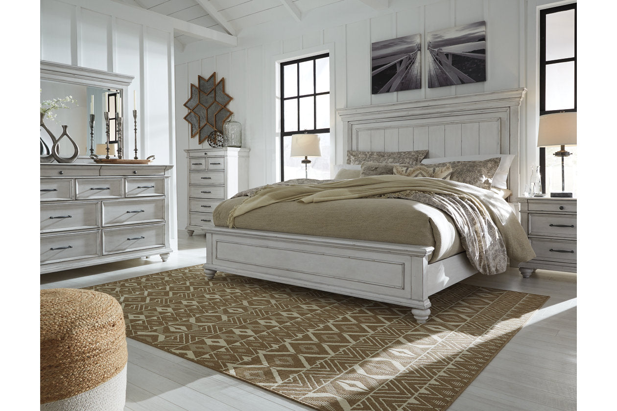 Kanwyn Whitewash Queen Panel Bed - SET | B777-54 | B777-57 | B777-96 - Luna Furniture - Dallas Store