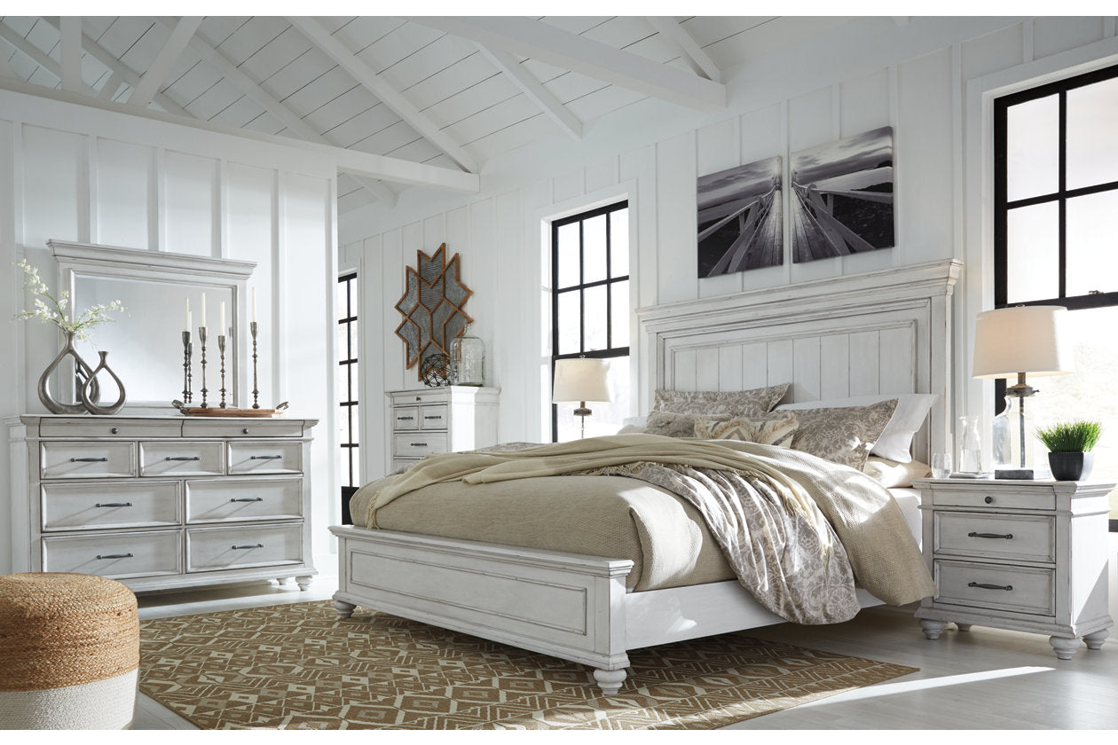 Kanwyn Whitewash Queen Panel Bed - SET | B777-54 | B777-57 | B777-96 - Luna Furniture - Dallas Store