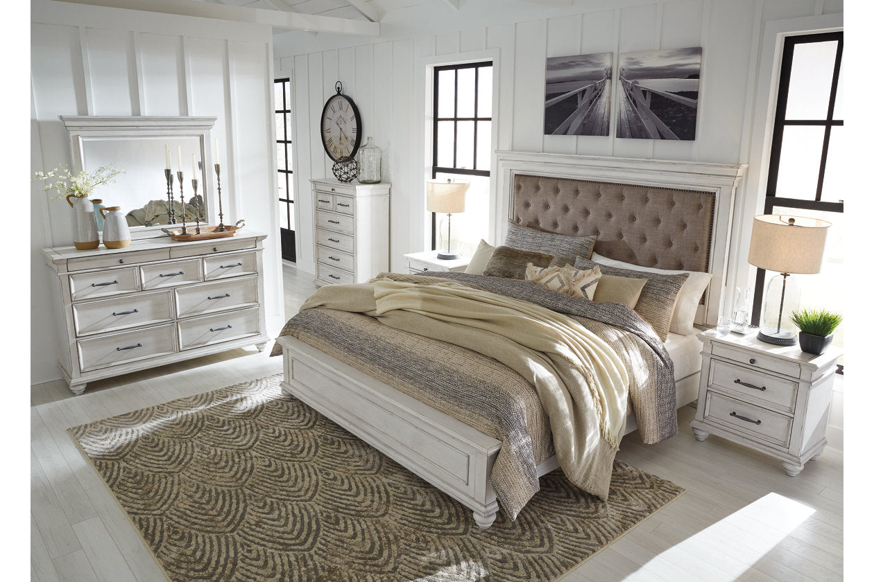 Kanwyn Whitewash Queen Panel Bed - SET | B777-54 | B777-96 | B777-157 - Luna Furniture - Dallas Store