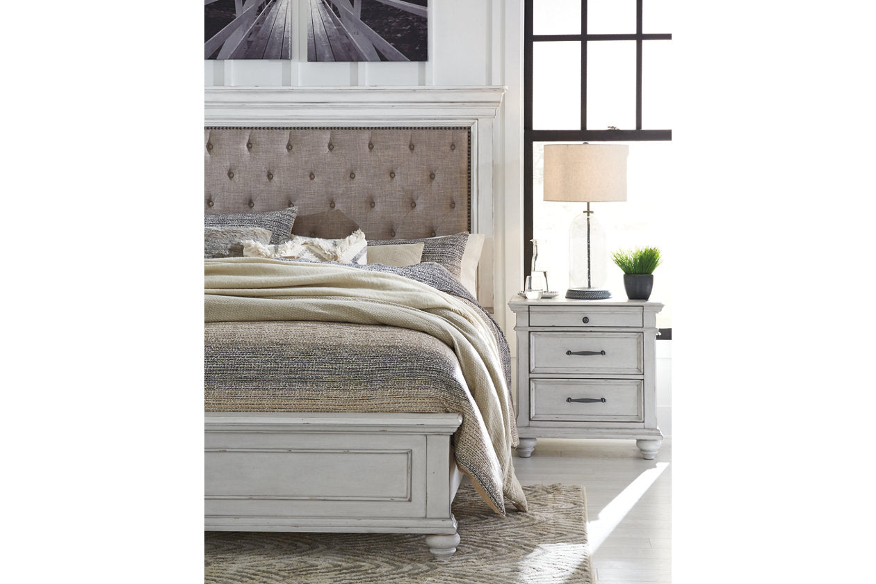 Kanwyn Whitewash Queen Panel Bed - SET | B777-54 | B777-96 | B777-157 - Luna Furniture - Dallas Store