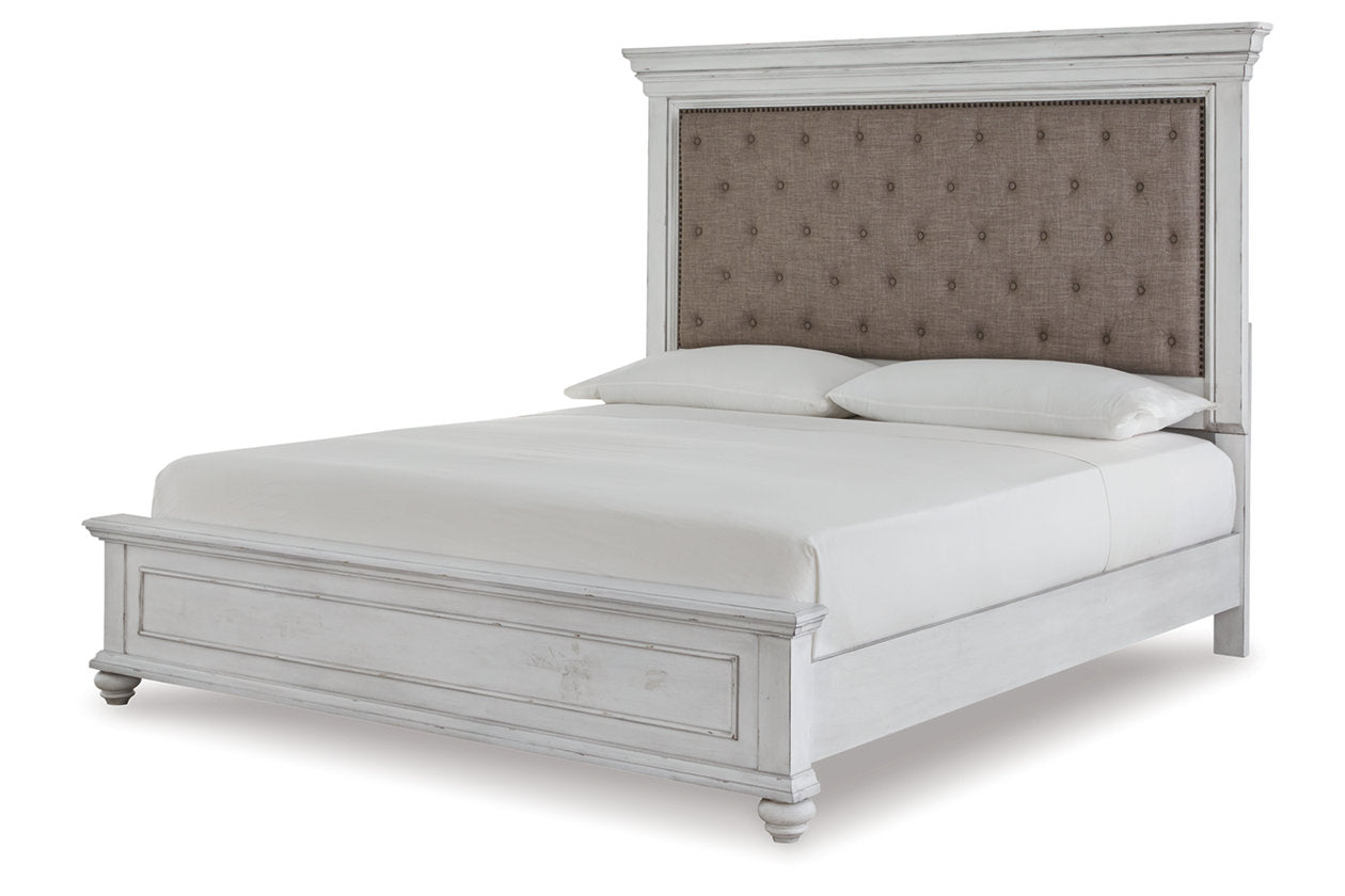 Kanwyn Whitewash Queen Panel Bed - SET | B777-54 | B777-96 | B777-157 - Luna Furniture - Dallas Store