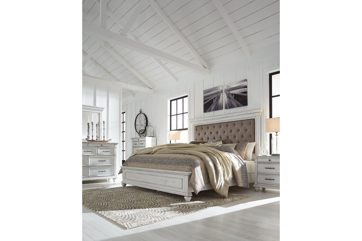 Kanwyn Whitewash Queen Panel Bed - SET | B777-54 | B777-96 | B777-157 - Luna Furniture - Dallas Store