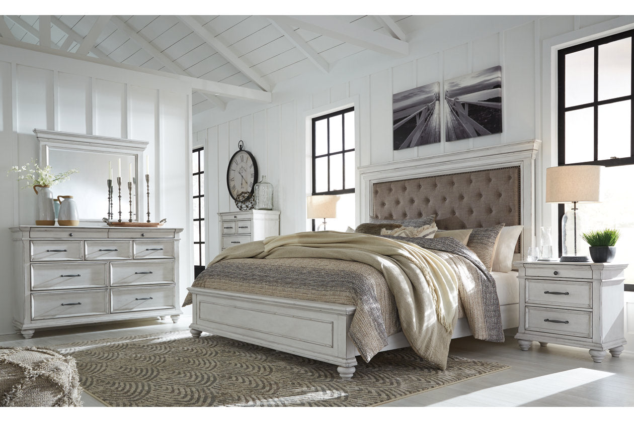 Kanwyn Whitewash Queen Panel Bed - SET | B777-54 | B777-96 | B777-157 - Luna Furniture - Dallas Store