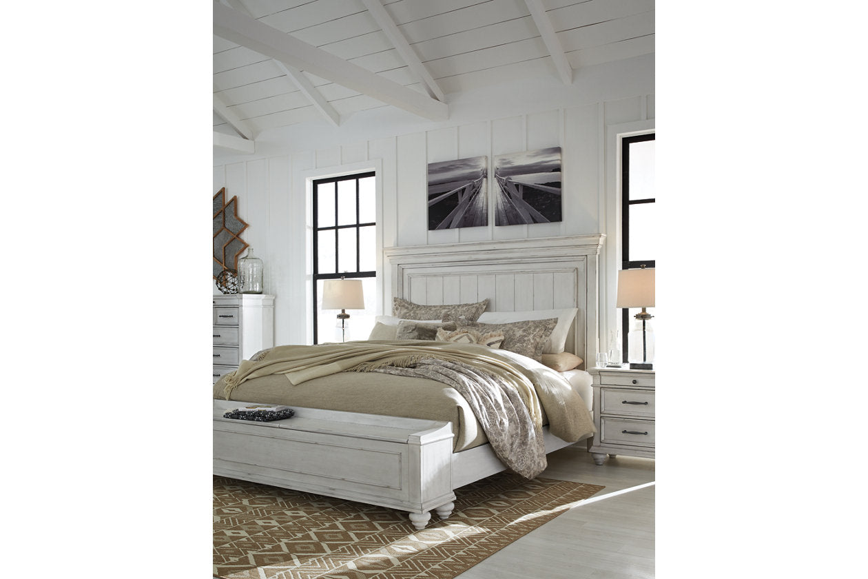 Kanwyn Whitewash Queen Panel Bed with Storage Bench - SET | B777-54S | B777-57 | B777-96 - Luna Furniture - Dallas Store