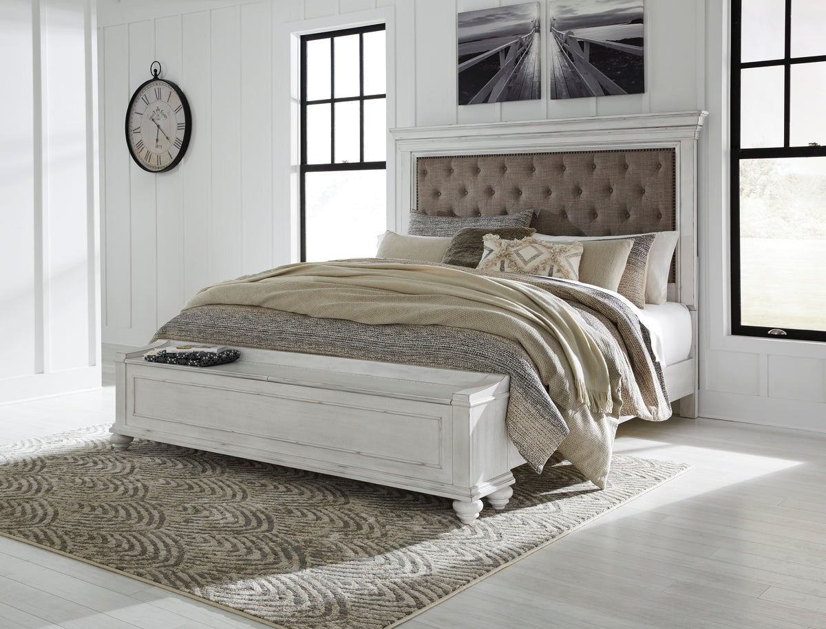Kanwyn Whitewash Queen Upholstered Storage Bed - SET | B777-54S | B777-157 | B777-96 - Luna Furniture - Dallas Store