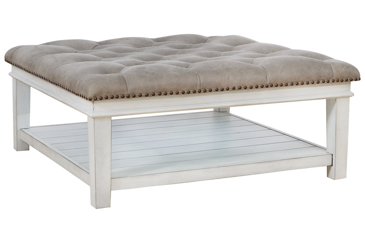 Kanwyn Whitewash Upholstered Ottoman Coffee Table - T937-21 - Luna Furniture - Dallas Store