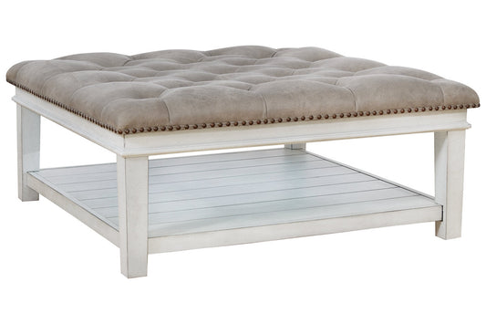 Kanwyn Whitewash Upholstered Ottoman Coffee Table - T937-21 - Luna Furniture - Dallas Store