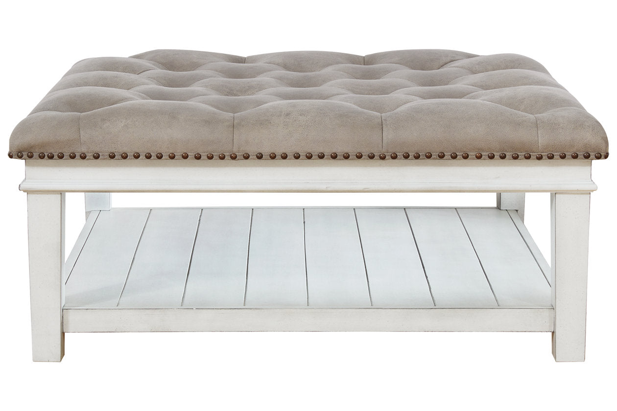 Kanwyn Whitewash Upholstered Ottoman Coffee Table - T937-21 - Luna Furniture - Dallas Store