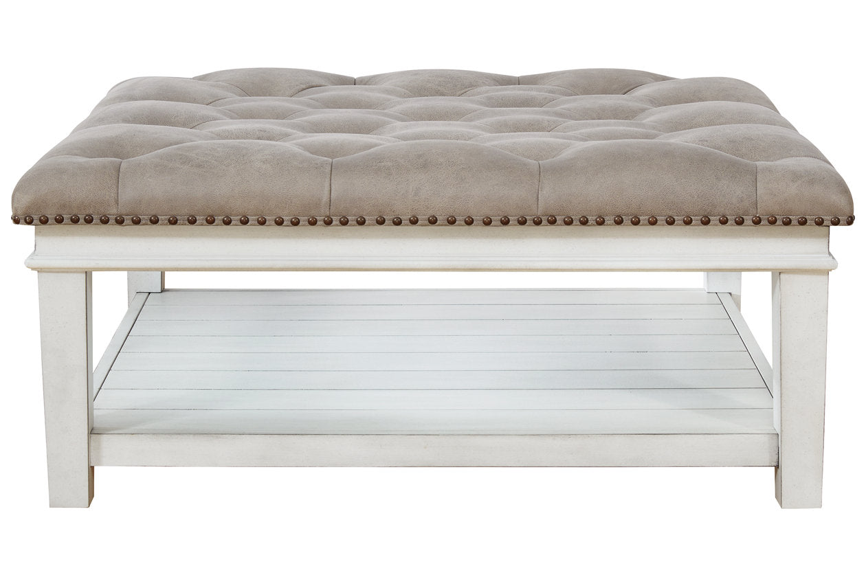 Kanwyn Whitewash Upholstered Ottoman Coffee Table - T937-21 - Luna Furniture - Dallas Store