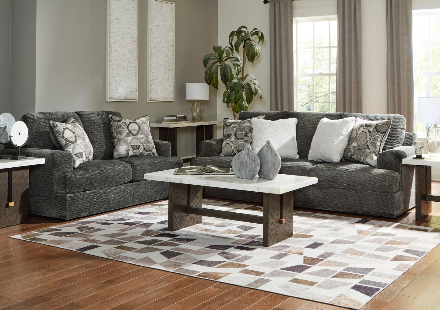 Karinne Smoke Living Room Set - SET | 3140238 | 3140235 - Luna Furniture - Dallas Store
