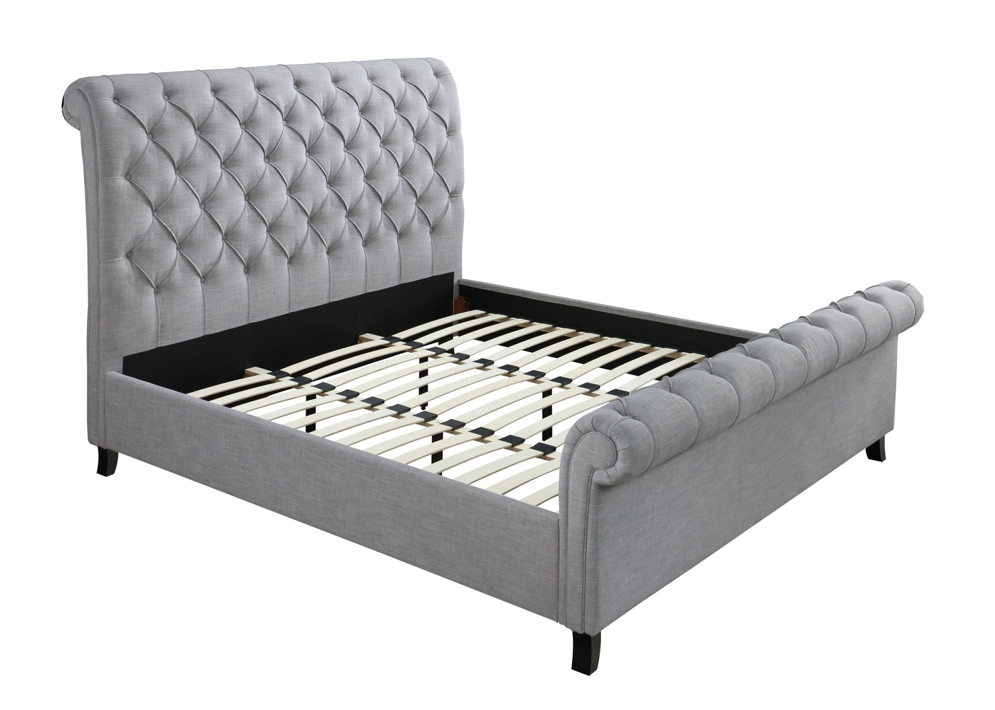Kate Gray King Upholstered Sleigh Platform Bed - SET | 5103-K-HB | 5103-K-FB | 5103-KQ-RAIL - Luna Furniture - Dallas Store