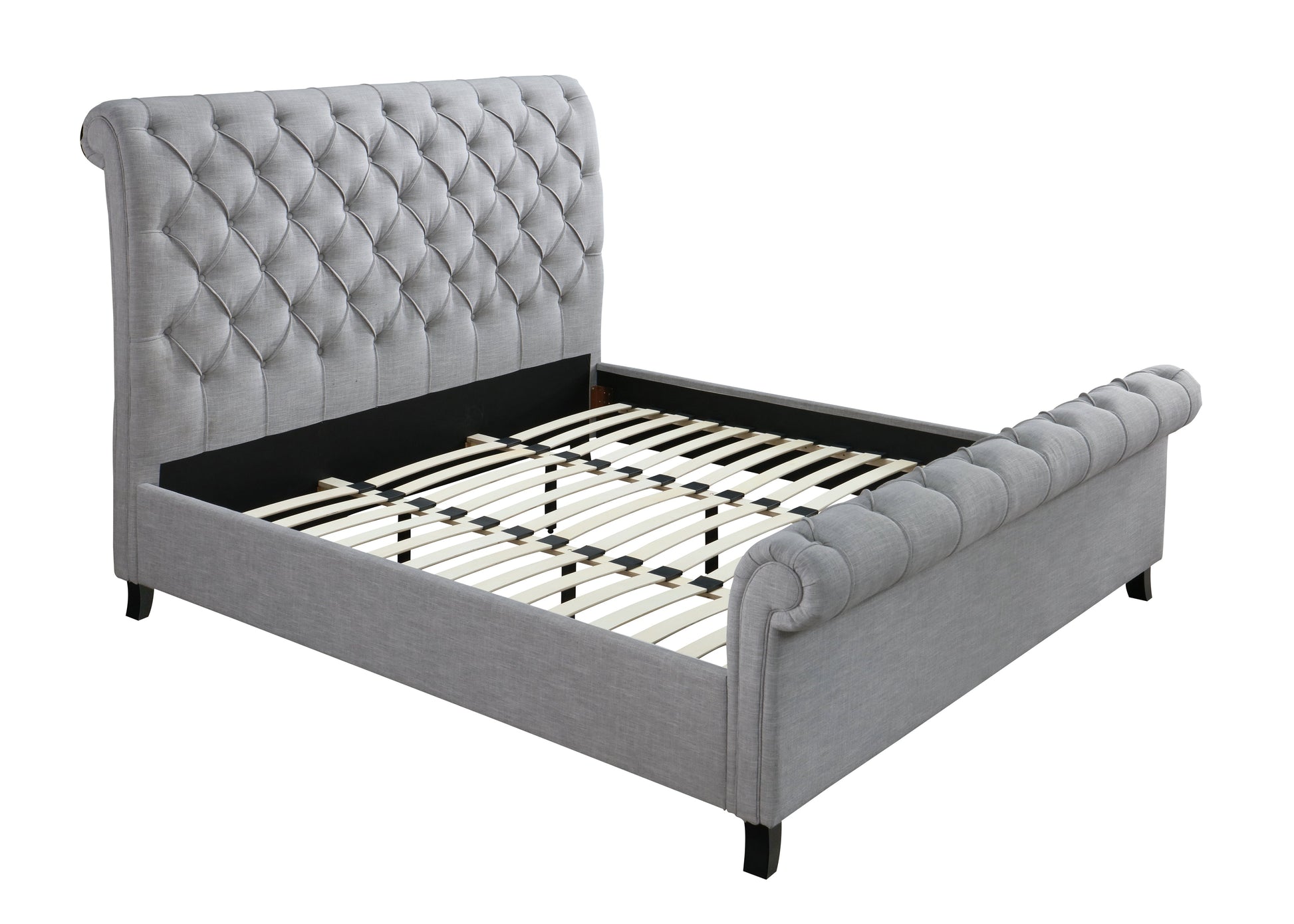 Kate Gray King Upholstered Sleigh Platform Bed - SET | 5103-K-HB | 5103-K-FB | 5103-KQ-RAIL - Luna Furniture - Dallas Store